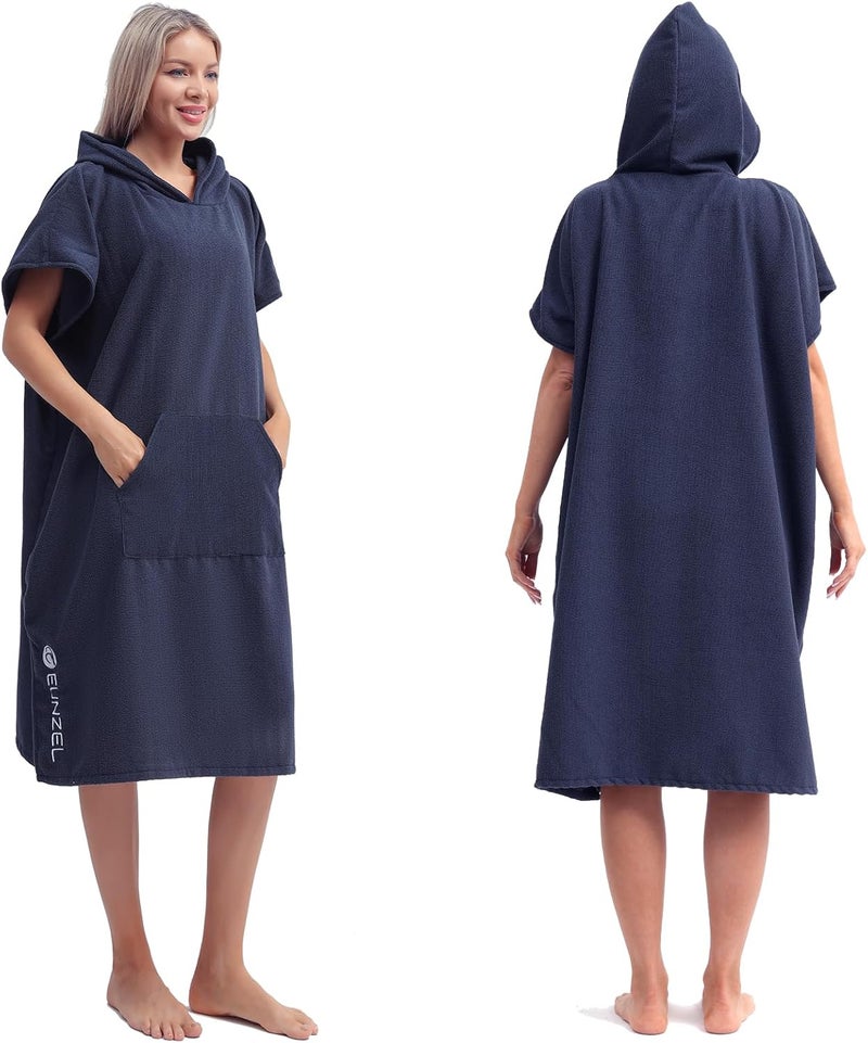 Eunzel Surf Poncho Changing Robe with Hood for Men & Women, Absorbent Quick Dry Microfiber Wetsuit Changing Towel with Pocket for Surfing, Beach, Swim & Outdoor Sports - Image 1